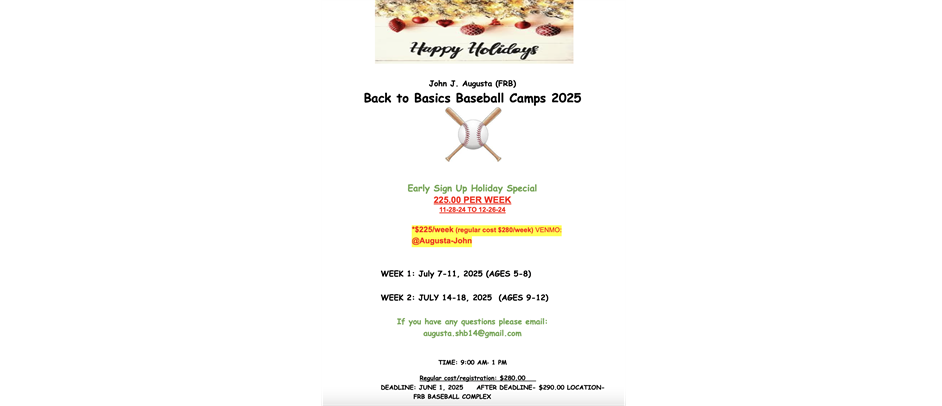 Winter Special - Back to Basics Summer Camp